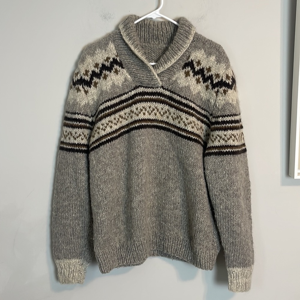 Men's Unisex wool brown winter sweater Nordic